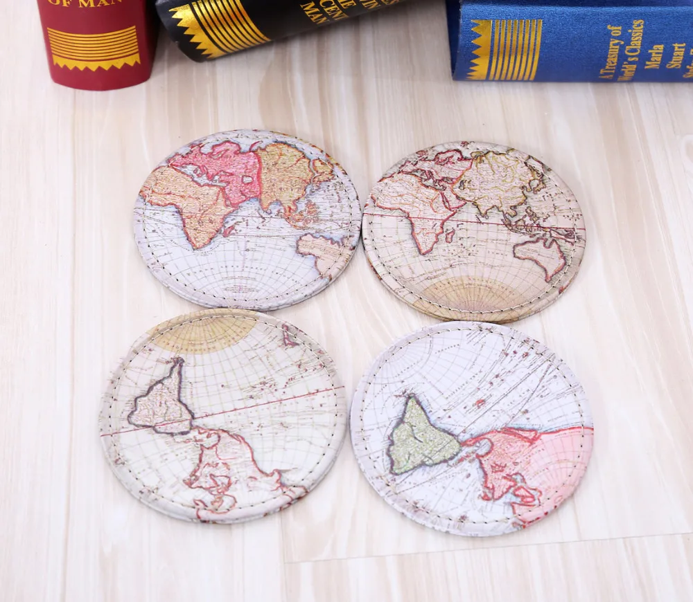 

LINKWELL Set of 4 10cmx10cm Retro World Map Bar Coaster Table Cup Holder Drink Placemat Mat Tabletop