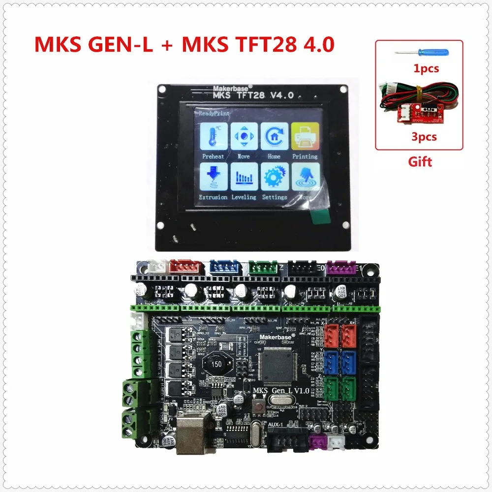 

MKS GEN L V1.0 + MKS TFT28 LCD V4.0 minipanel touching display cheap 3D print school kits controller 3d printer starter pack
