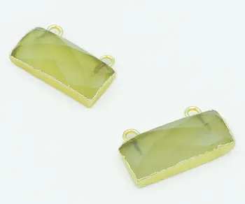 

Lemon Quartz Crystal Facted Rectangle Pendant With Double Loops Of Cladding Gold Approx 30*14 mm