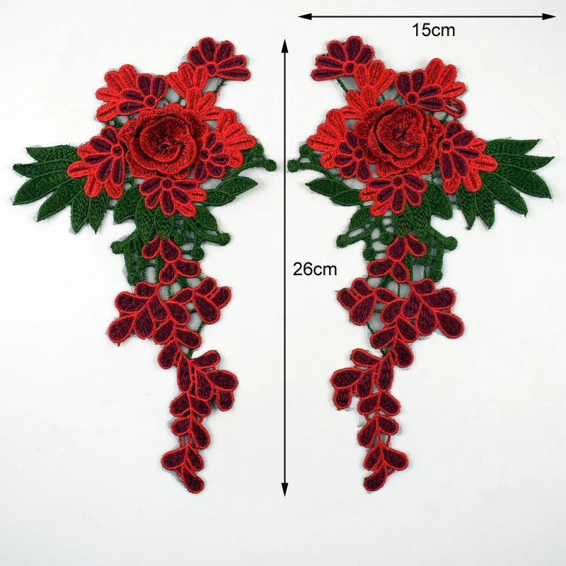 1 пара пластырей для одежды, разноцветные нашивки с вышитыми розами, Аппликации, значки, наклейки для одежды