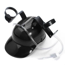 Ajustable de la Diversión Del Partido Único Juego de la Cerveza Soda Puede Pajizo Holder Beber Casco Casco de seguridad Negro