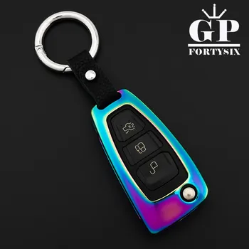 

Zinc Alloy +Leather wallet remote Key Cover Case fob shell For Ford Focus 3 MK3 ST RS Ecosport kuga Escape fiesta flip keychain