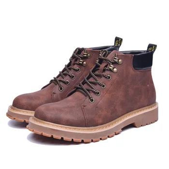 

New Plus Size Men Winter Men Boots Casual Martin Boots England Leather Ankle Boots Thick Soles Warm Fur Snow Botas Size 66,65,65