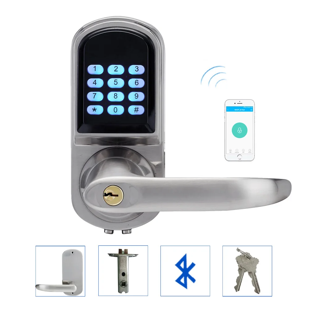 LACHCO Smart phone Bluetooth Door Lock with Combination Satin Chrome Bluetooth-enabled APP Code Smart Entry Keyless A18071BSAP LACHCO Smart phone Bluetooth Door Lock with Combination Satin Chrome Bluetooth-enabled APP Code Smart Entry Keyless A18071BSAP