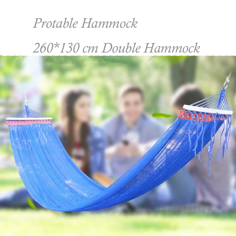

Outdoor Camping Hammock 260*130CM Fabric Hammocks Beds Hanging Swing Sleeping Bed With 40 CM Wooden Stick Not Rollover