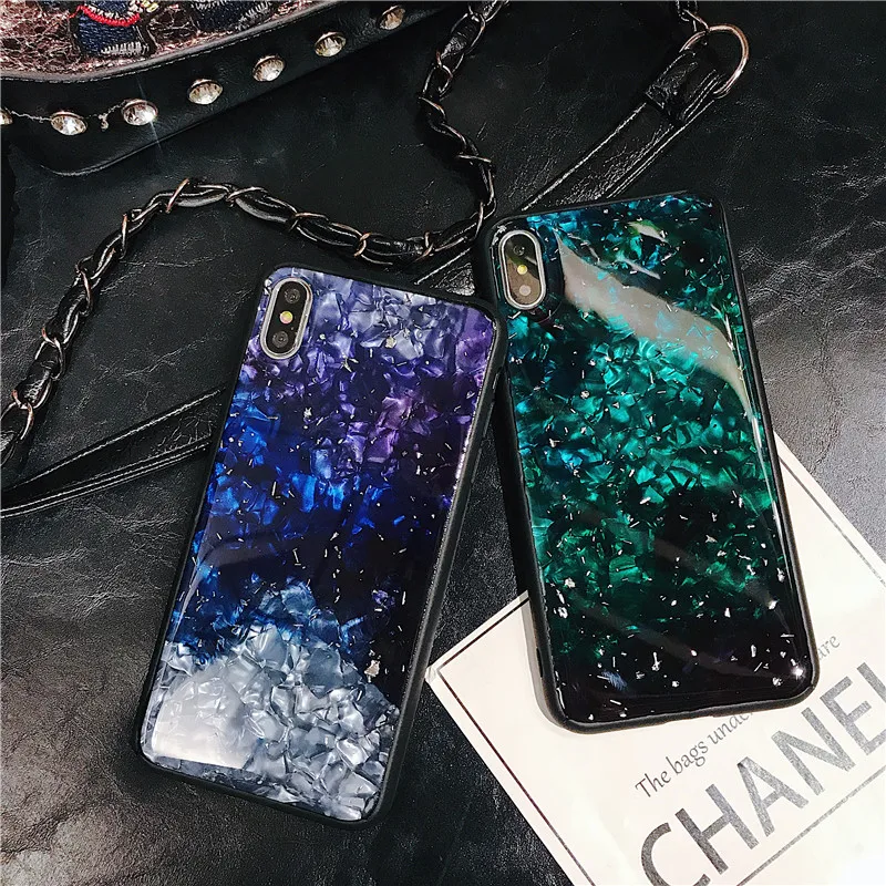 

Fashion Epoxy Glitter Phone Case For iPhone XS Max XR X 7 8 Plus Case Shell Pattern Gold Foil Cover For iPhone 10 6 6S Plus Case