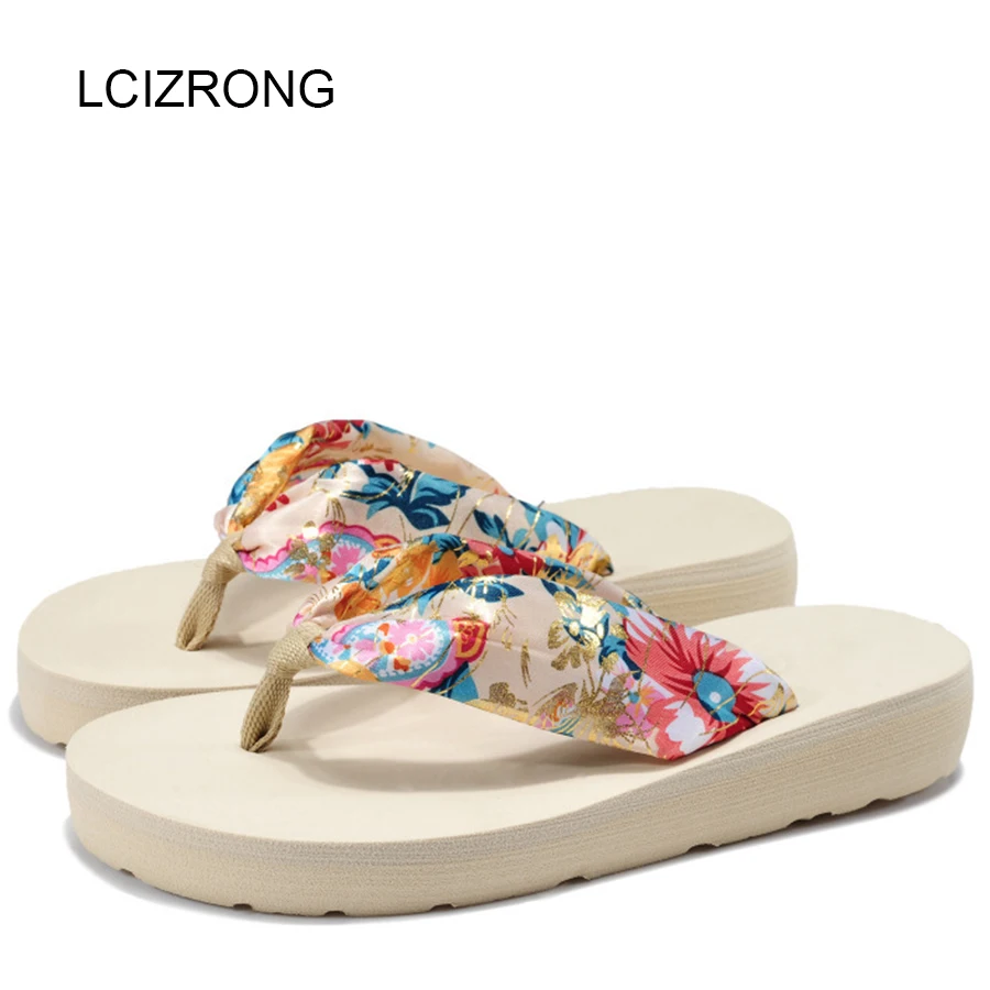 

LCIZRONG Fashion Outside 11 Colors Satin Women Flip Flops 35-42 Plus Size Beach Flat Slippers Female Non-slip Bohemia Sexy Shoes