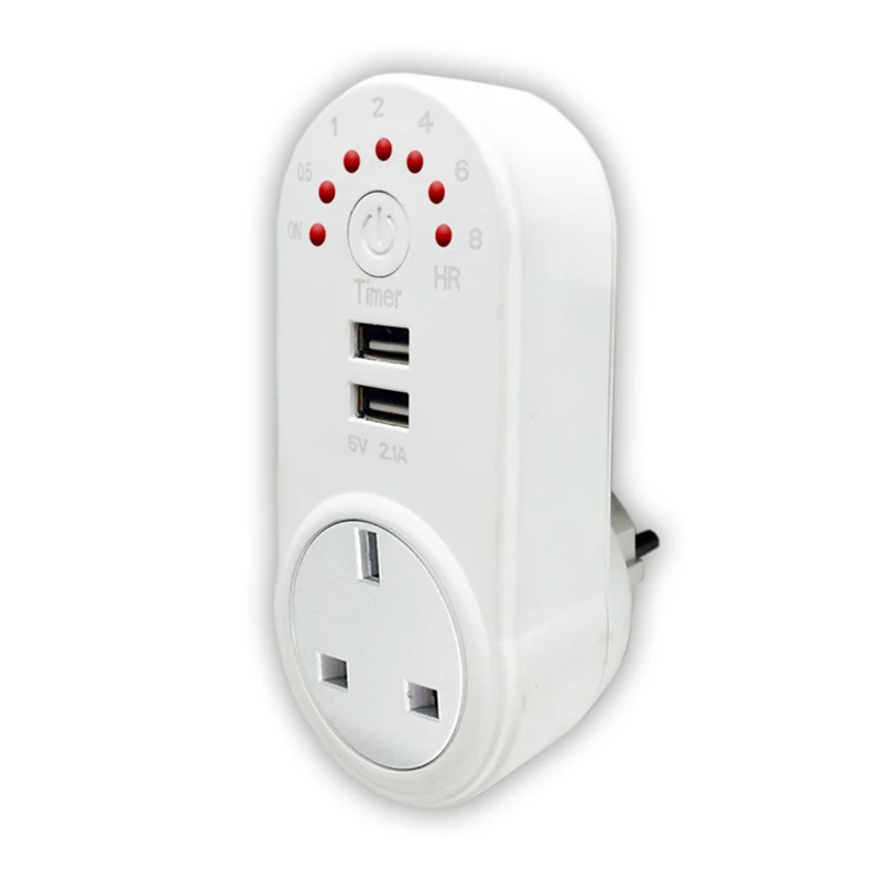 US/UK/EU Plug Dual USB 5V 2.1A Smart Digital Timer Switch Energy Saving ...