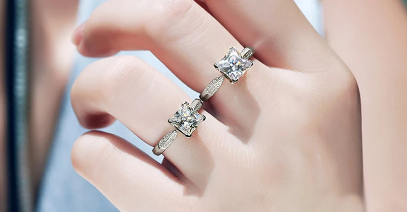 Yhamni роскошные 925 одноцветное Серебряные Кольца Set Цирконий CZ Diamant Свадебные Обручальные кольца для Для женщин Ювелирные украшения rr038