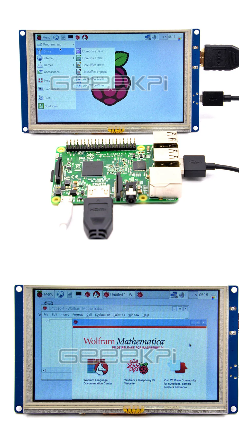 GeeekPi 5 дюймов 800*480 ЖК-дисплей HDMI Сенсорный экран Дисплей Бесплатный драйвер для Raspberry Pi 4B/3B+/3/2 Модель B/PC оконные рамы