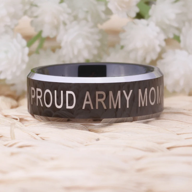  YGK Free Shipping YGK JEWELRY Hot Sales 8MM Military Proud Army MoM Design Men's Black Tungsten Com