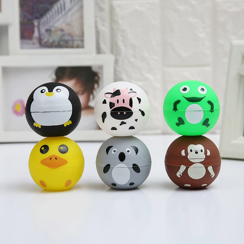 

12pcs/ Creative Cartoon Plastic Capsule Twist Eggshell Cute Animal Printed Kids Toy Ball