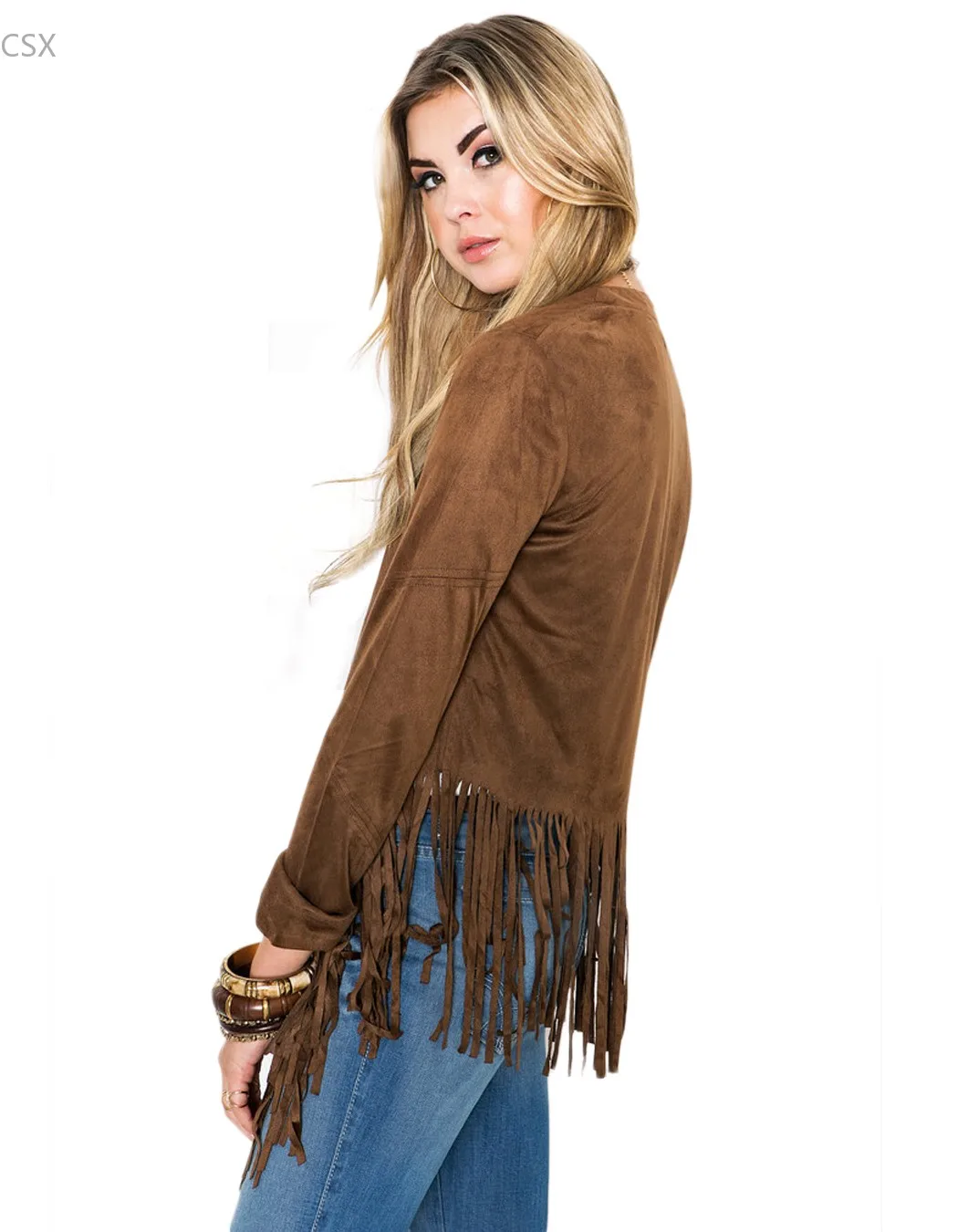 Finest  MwOiiOwM New Women Jacket Long Sleeve Tassel Fringe Jacket Womens Multi-size Jackets coats 63