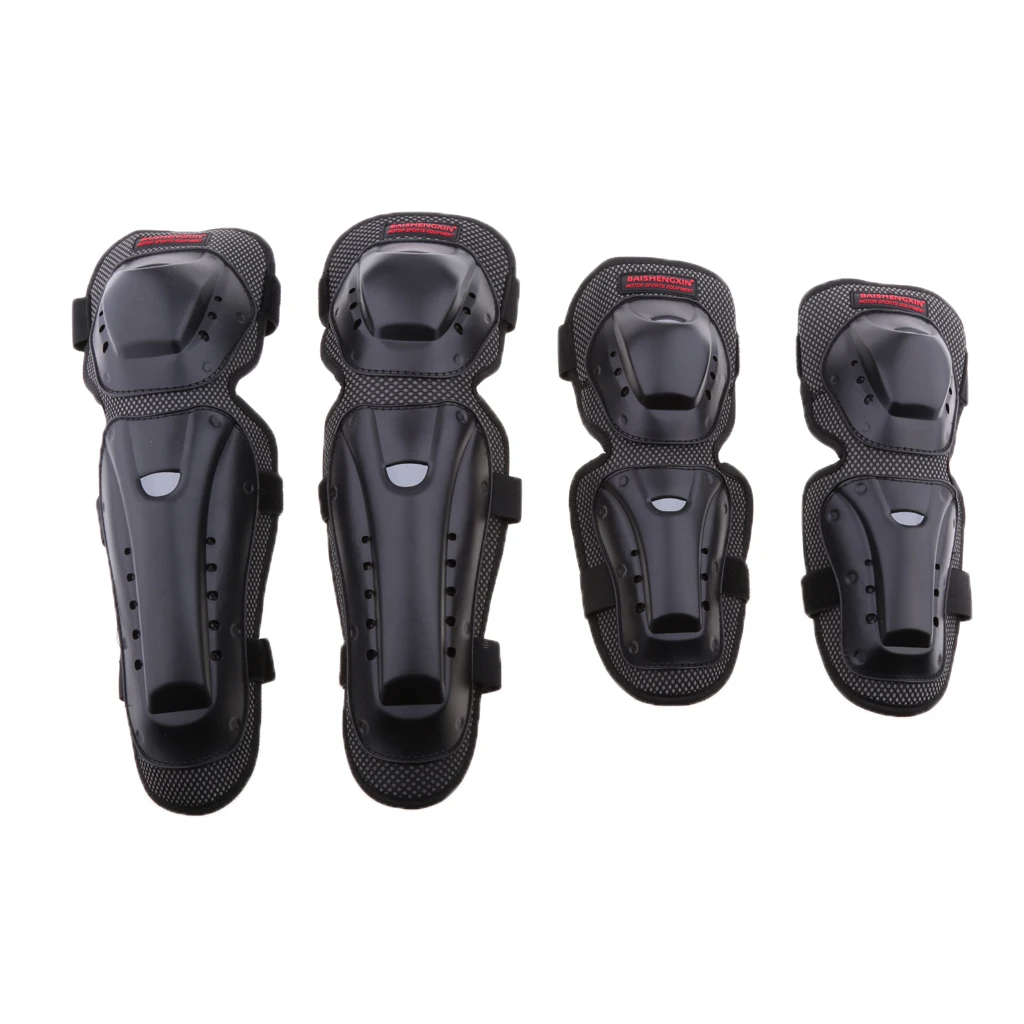 1 Set Motorcycle Cycling Breathable Anti-slip Elbow and Knee Pads  Knee Brace Support Protector Guard Black   