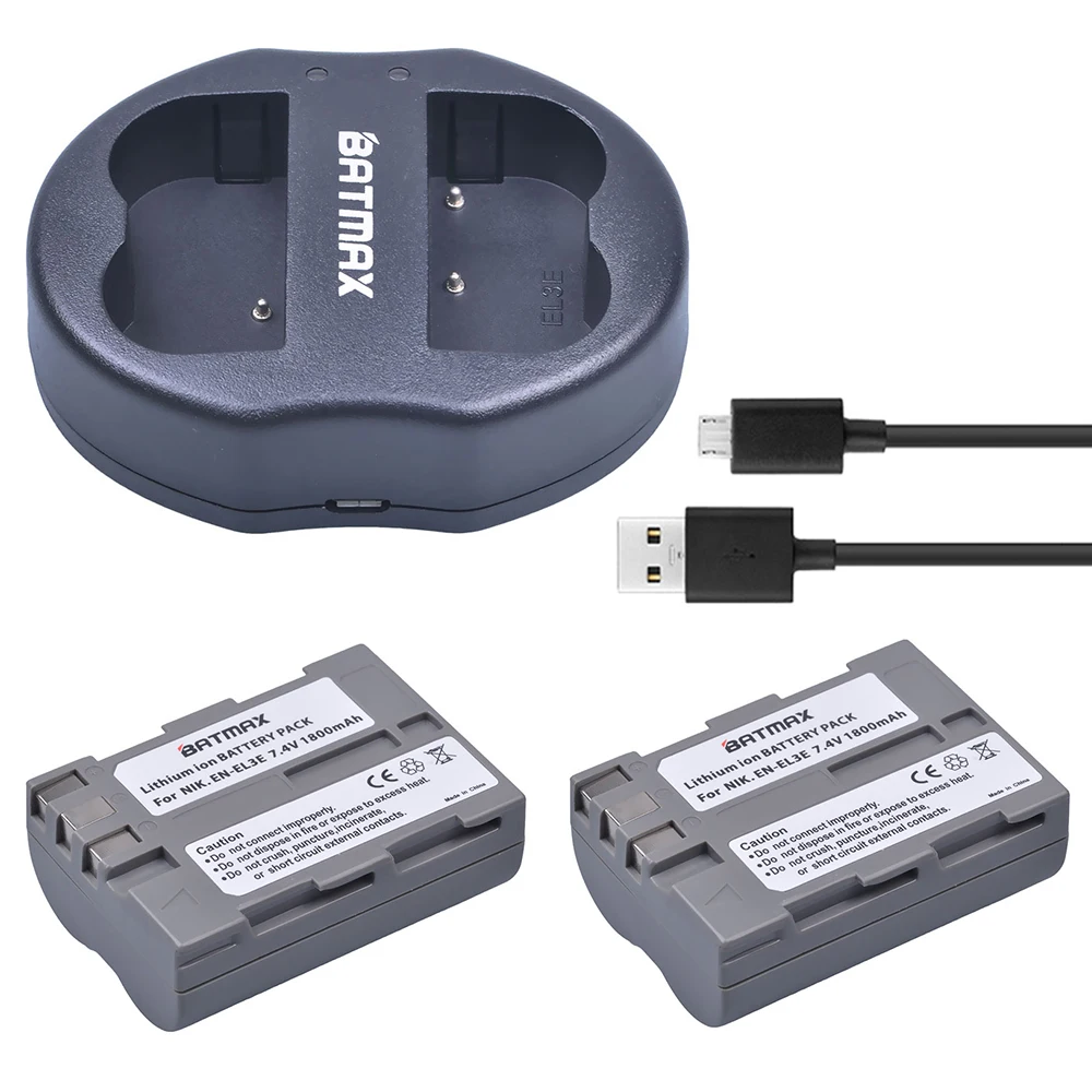 2 шт./лот аккумуляторы и двойное зарядное устройство USB для Nikon D50 D70 D80 D90 D100 D200 D300 D700