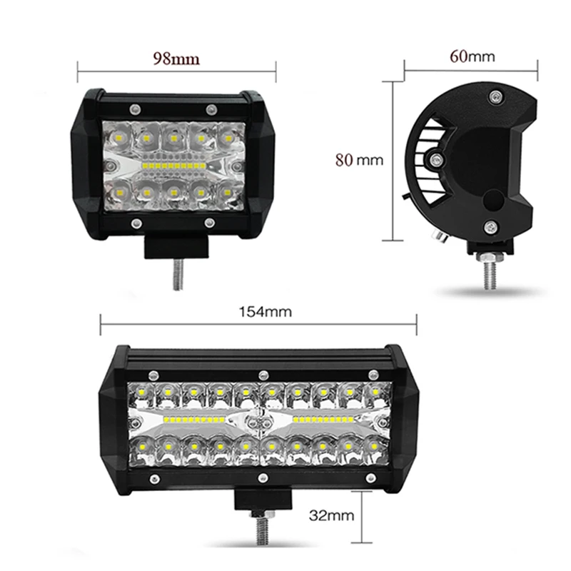 Автомобильный рабочий светильник s 12 В led 60 Вт 120 180 240 300 6000 К вспомогательная лампа