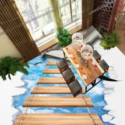 Бесплатная доставка Открытый дорожки небесно-деревянный мост 3D персонализированные ванная комната гостиная пол обои водонепроницаемый