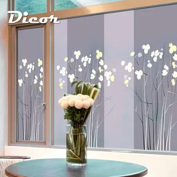 

DICOR Glass Window Film Flowers Frosted Opaque Privacy Digital Print Removable Waterproof Glass Sticker For Home Decor BLT128