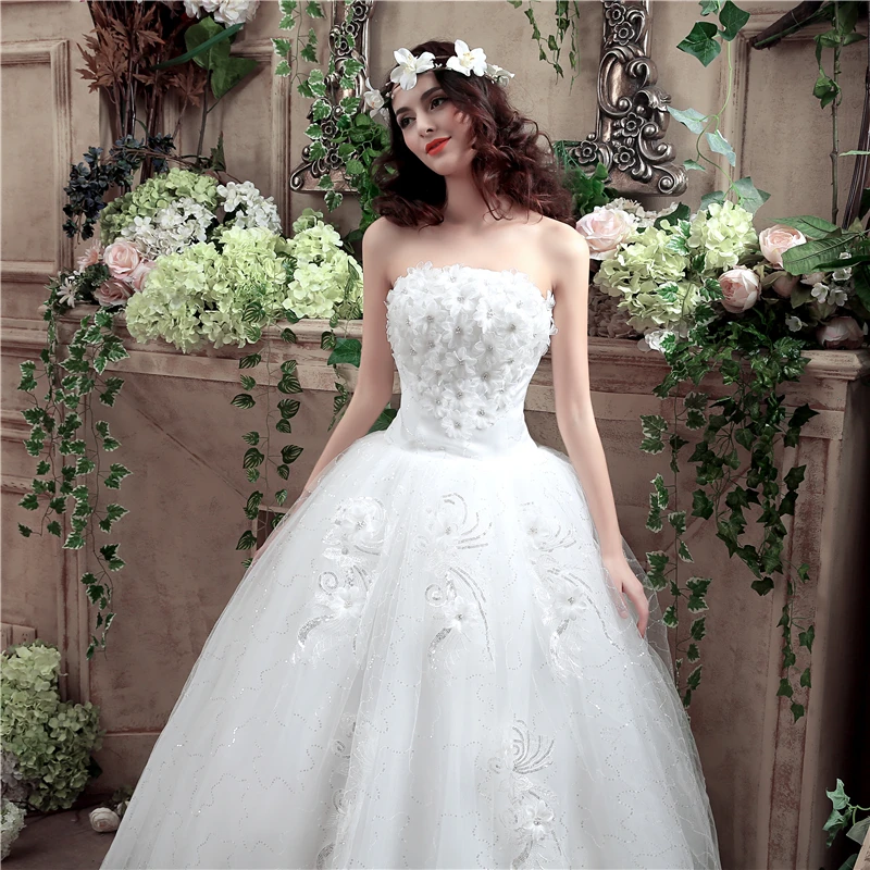 Это Yiya свадебное платье цветы без бретелек Элегантное белое свадебное платье Плюс размер Vestido de novia XXN118