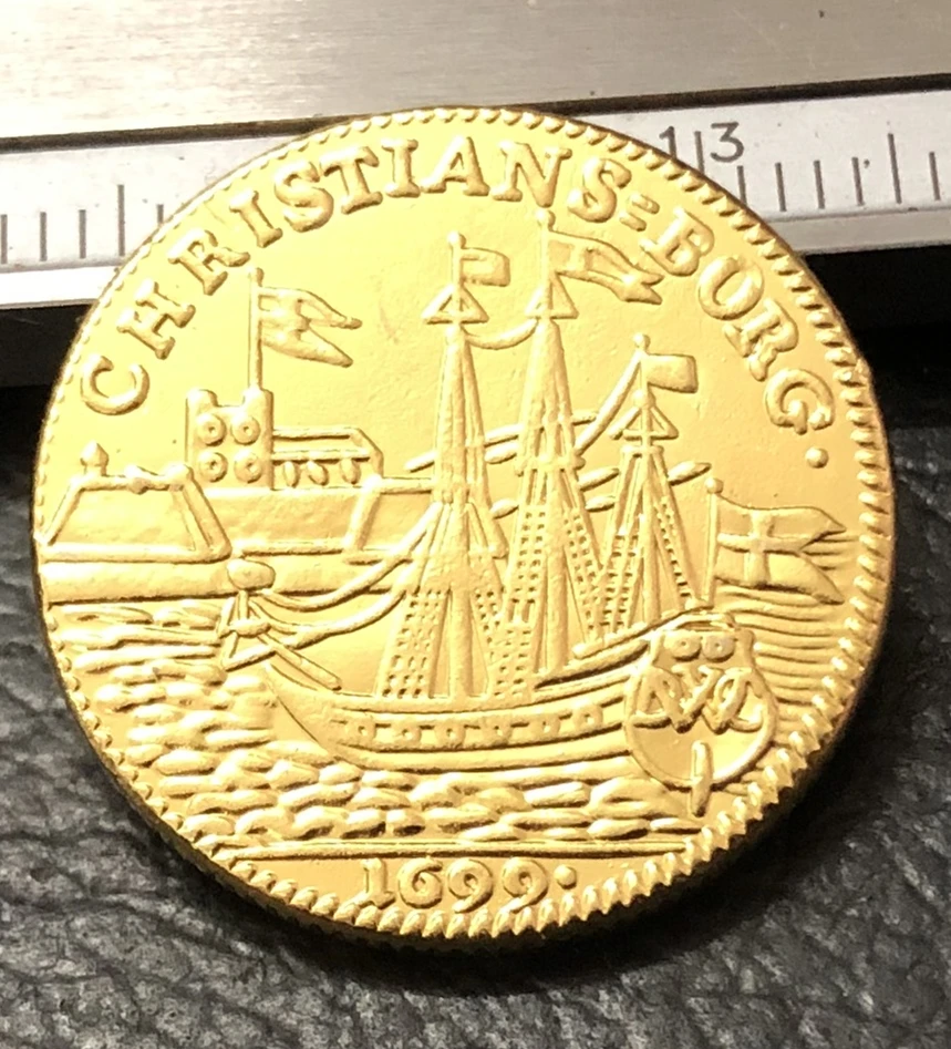 1699 ДАНИЯ 1 Dukat-Christian V 22 K Позолоченные Имитация монеты