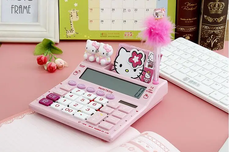 Cute Mini Korea Stationery Hello Kitty font b Calculator b font Mini Handheld Solar Cute Calculatrice