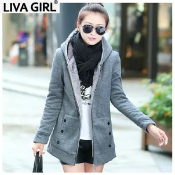 

2019 winter M-3XL thick hooded women's jacket winter top