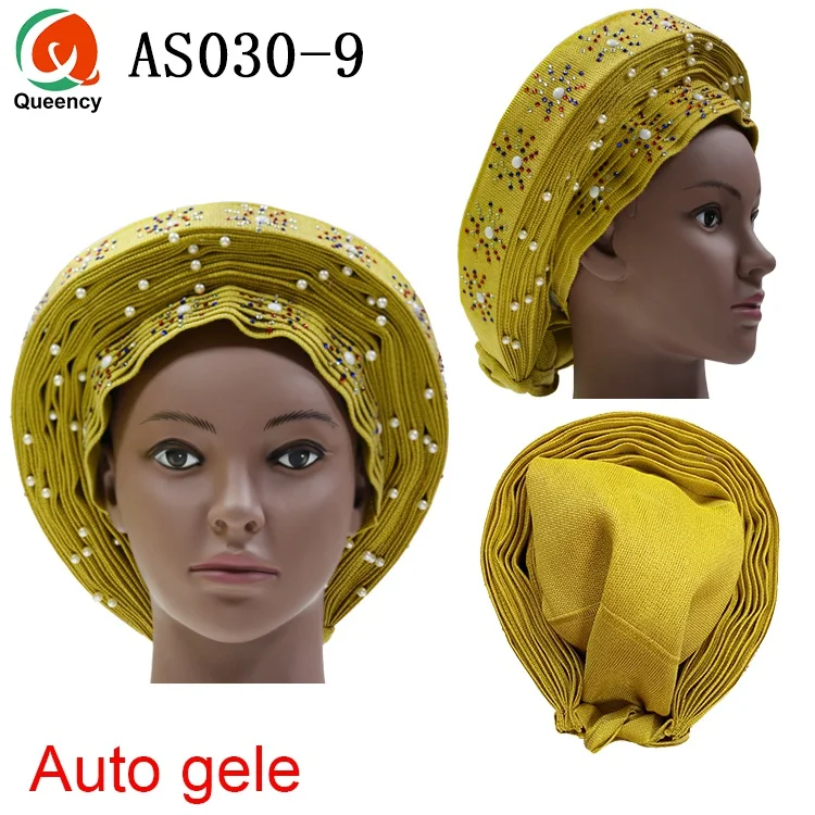 Queency африканские готовые дамы Aso oke материал авто-геле Headtie многоцветные доступны DHL AS030 - Цвет: gold