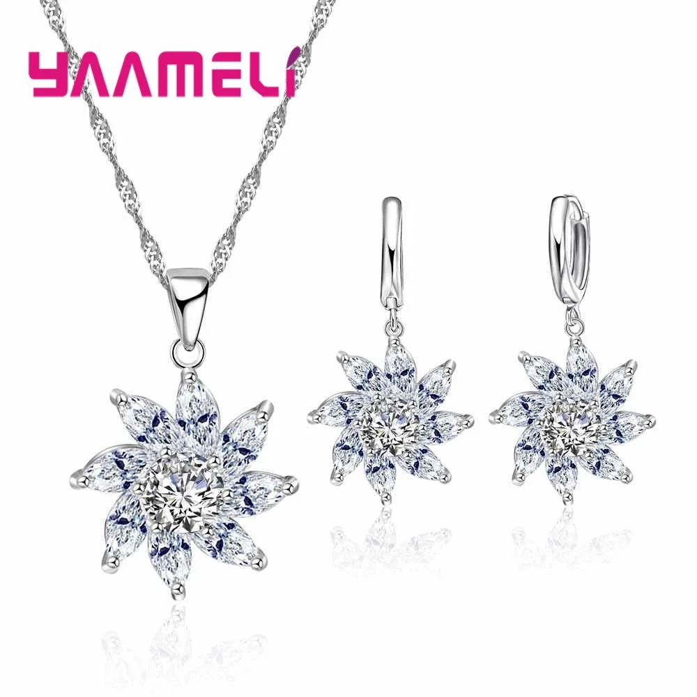 Sólido 925 plata esterlina Flor Aretes Para Mujer Joyas