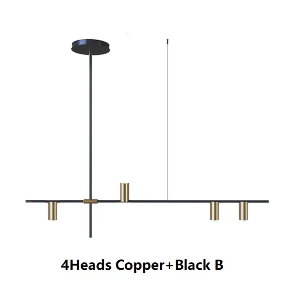 Креативная художественная линия, Геометрическая золотистая черная барная Подвесная лампа, пост-современная столовая декоративная Подвесная лампа - Цвет корпуса: 4Heads Copper B