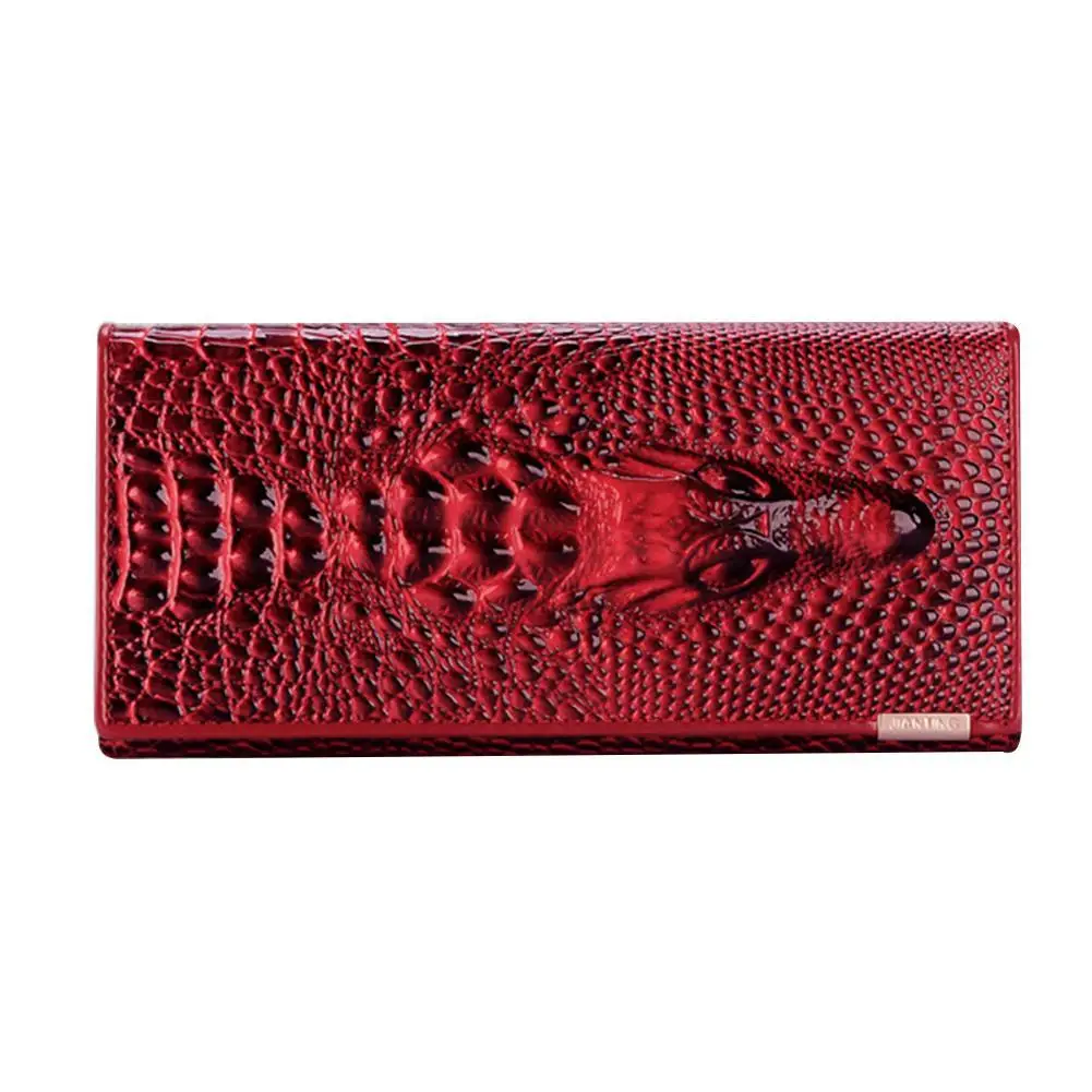 Женский бумажник модный кошелек женский длинный кошелек сумочка с печатными рисунками с металлической пряжкой для женщин кошельки из искусственной кожи держатель для карт - Цвет: red