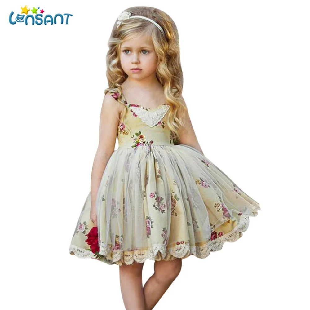 LONSANT Summer Toddler Girl Dresses For Little Girl Children Wedding Kids Party Dresses For Girl Summer Ball Gown Lace Dress