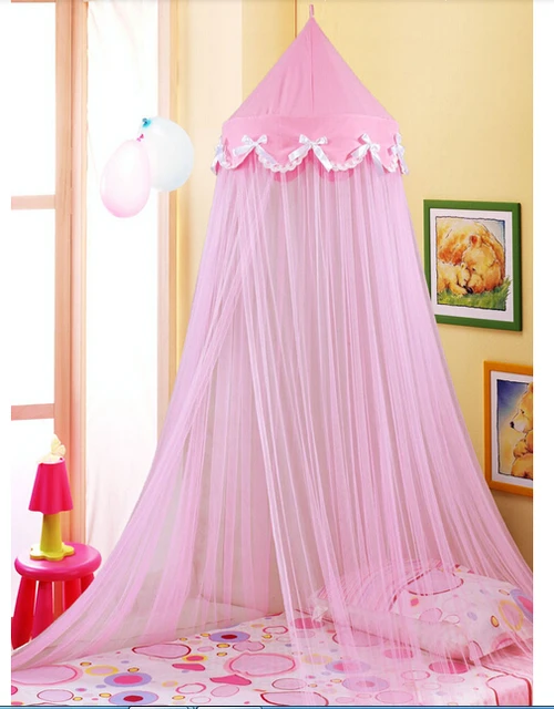 Elegant Netting Bed Canopy Mosquito Net Pink Princess Bowknot