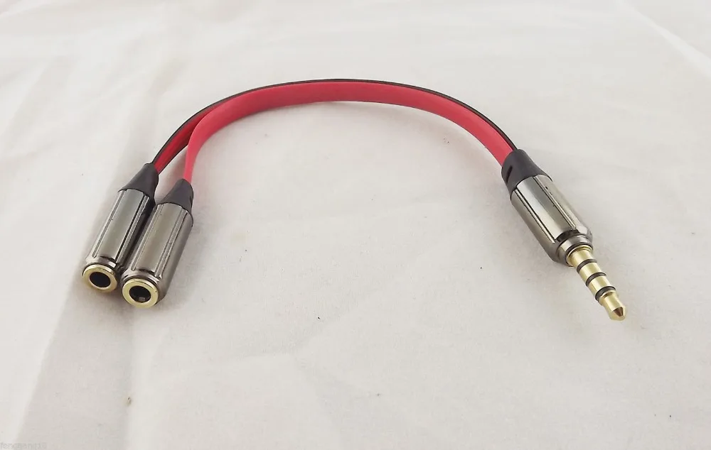 10pcs 3 5mm 1 Male To 2 Female Aux Headphone Stereo Audio Splitter Flat Lead Cable 18cm