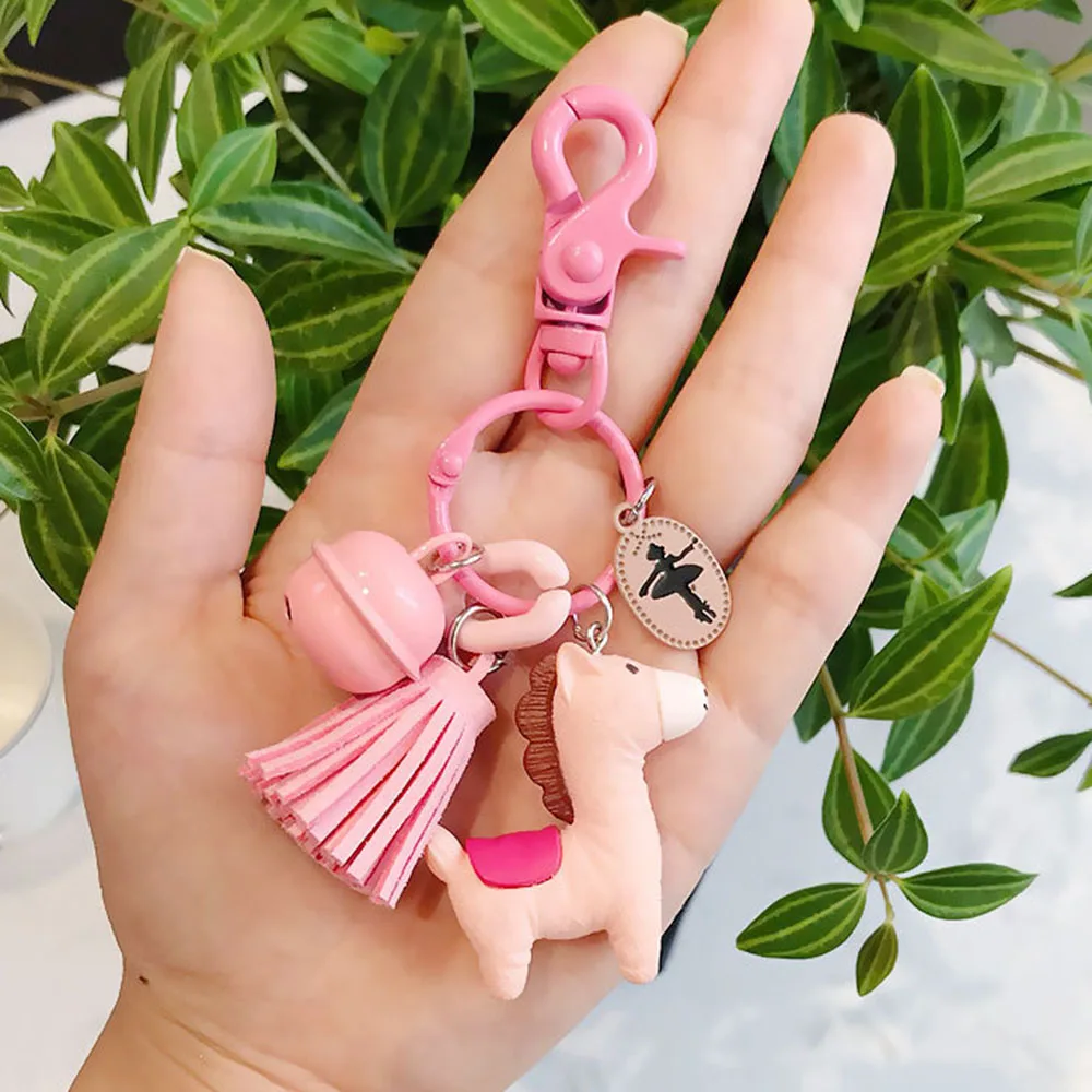 

THLIVEOU DIY Creative Cute Horse Bell Key Ring Pendant Cartoon Car Key Chain
