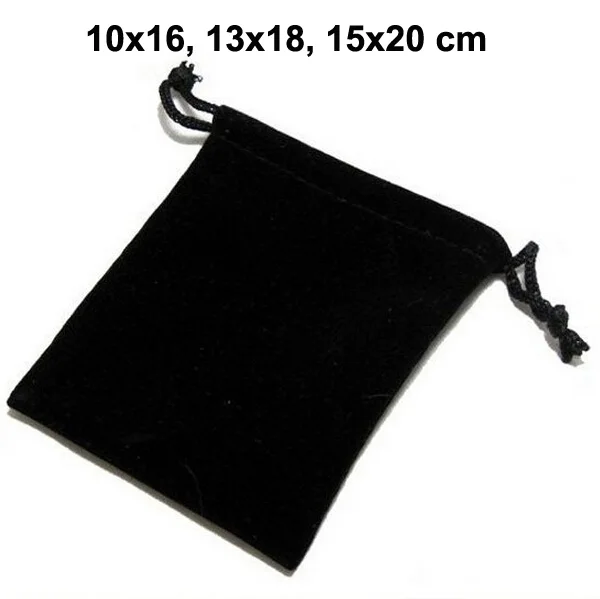 

50pcs/lot 10x16, 13x18, 15x20 cm Black Drawstring Pouches Velvet Bags For Jewelry Christmas Packaging Gift Bag Can Custom Logo