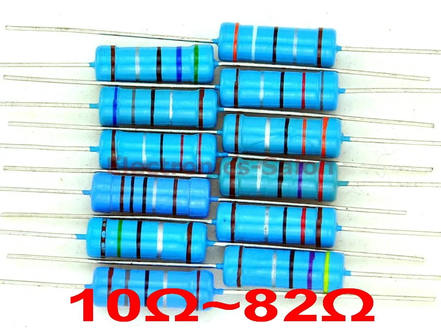 

3 Watts Metal Film Resistor Mixed Value E-12 Series Assorted Kit, 10~82 ohm.