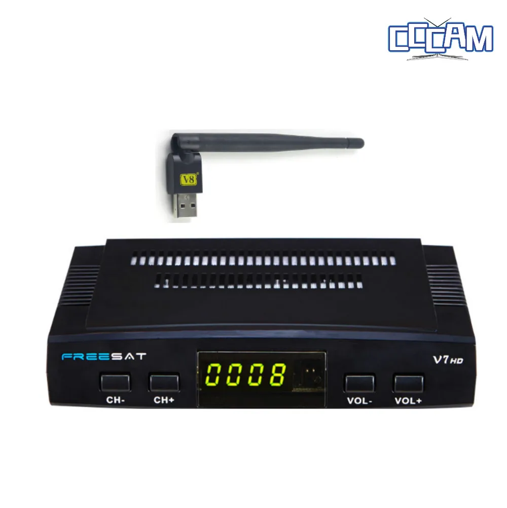 

1 Year CCCAM Cline Europe in DVB-S2 Freesat V7 Satellite TV Receiver Set Top Box DVB-S2 powervu,Cccam Europe with USB wifi