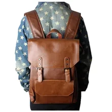 2019 Men Backpacks Vintage Satchels Leather Backpack Travel Bag College Student Laptop Back Pack School Bags for teenage Girls