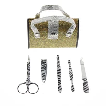 5 шт./компл. Сумочка Форма бронзовые блестящие украшения для маникюра Набор включает ноготь пилочка кутикула корректор ногтей ножницы пинцет ногти клипер