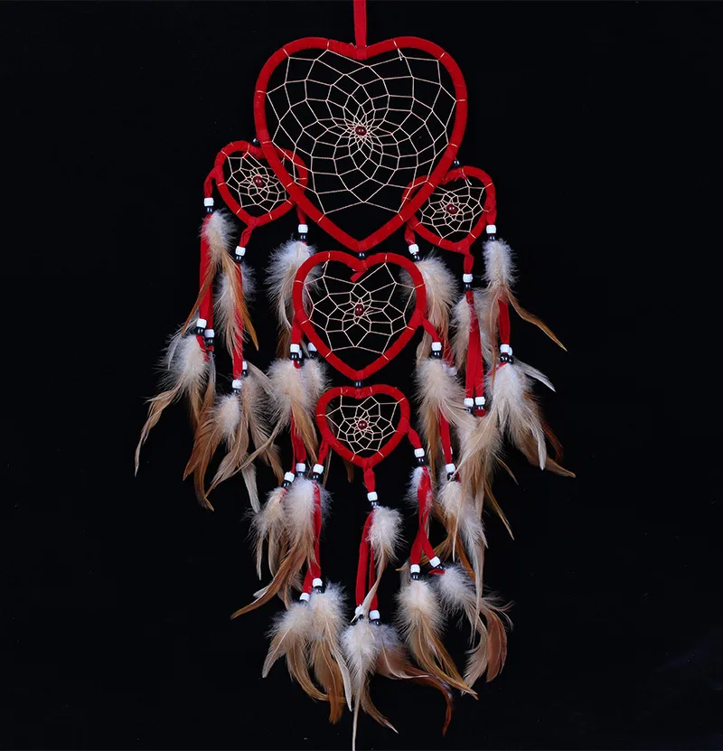 Ручной работы сердце кольца Ловец снов украшение дома индийский стиль Ловец снов бисера настенные украшения