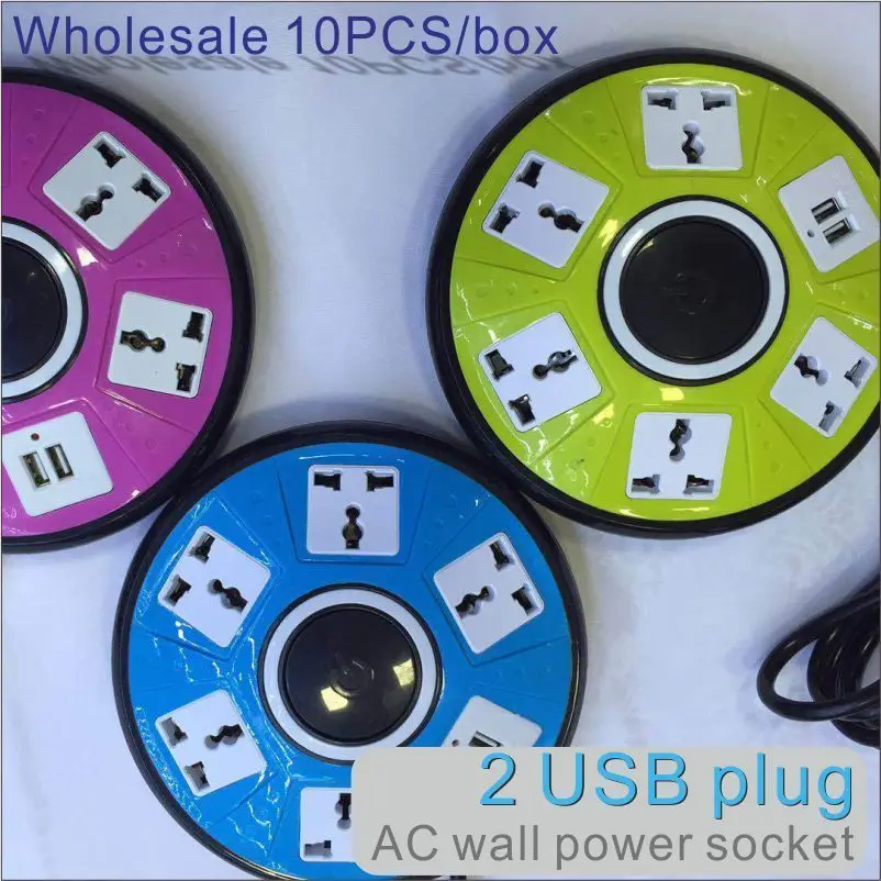 Flying Saucer Socket 2 USB plug AC wall power socket 5V 2.1A output