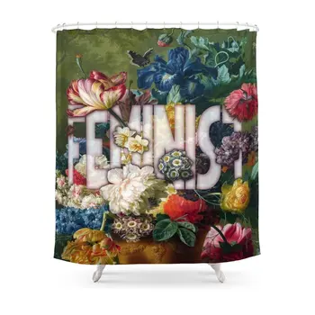 

Feminist Shower Curtain Waterproof Polyester Fabric Bathroom Decor Multi-Size Printed Shower Curtain with 12 Hooks