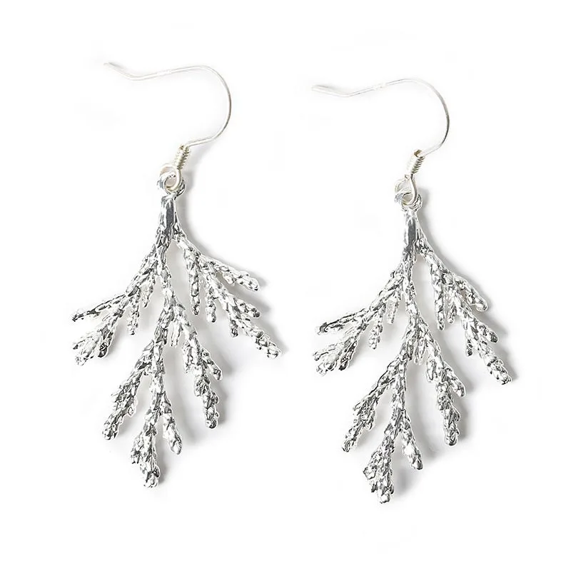 

Vivid Pine Tree Leaf 2 Kinds Silver Drop Earrings Dangle Earrings for Women