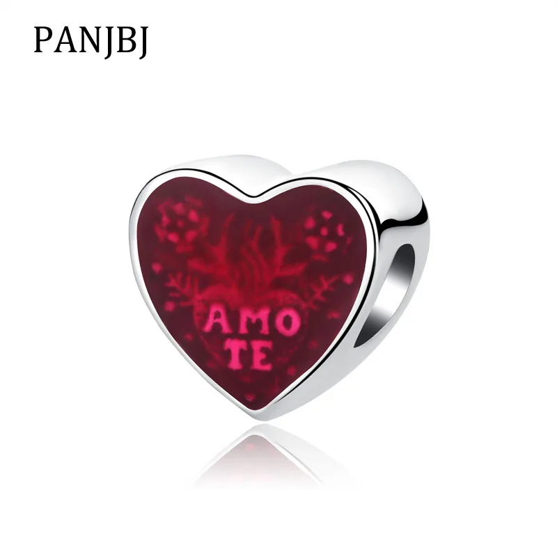 New 100 925 Sterling Silver Bead Charm Latin I Love You Amo Te Heart