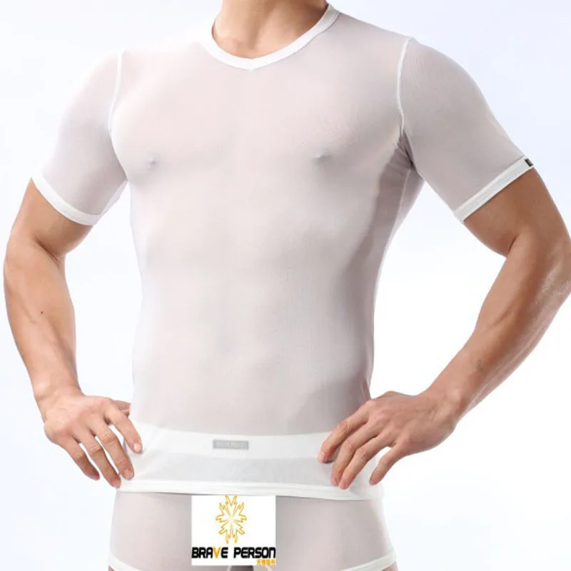 Brave person сексуальные сетчатые кружевные прозрачные футболки топы мужские нижнее белье Nyon