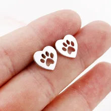 Oly2u Новое поступление серьги-гвоздики в форме сердца серьги с лапами для собак женские маленькие Серьги pendientes boucle d'oreille ED172