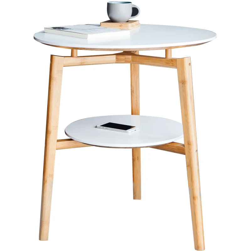 

Round Table Assemble Double Layer Square Coffee Table Bamboo Japanese Tea Table for Living Room Home Furniture