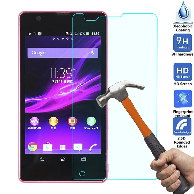 Защитное стекло закаленное для Sony Xperia M2 M4 Aqua M5 E4G ZR M36H M35H S36H XPL S39H XPC|Защитные стёкла