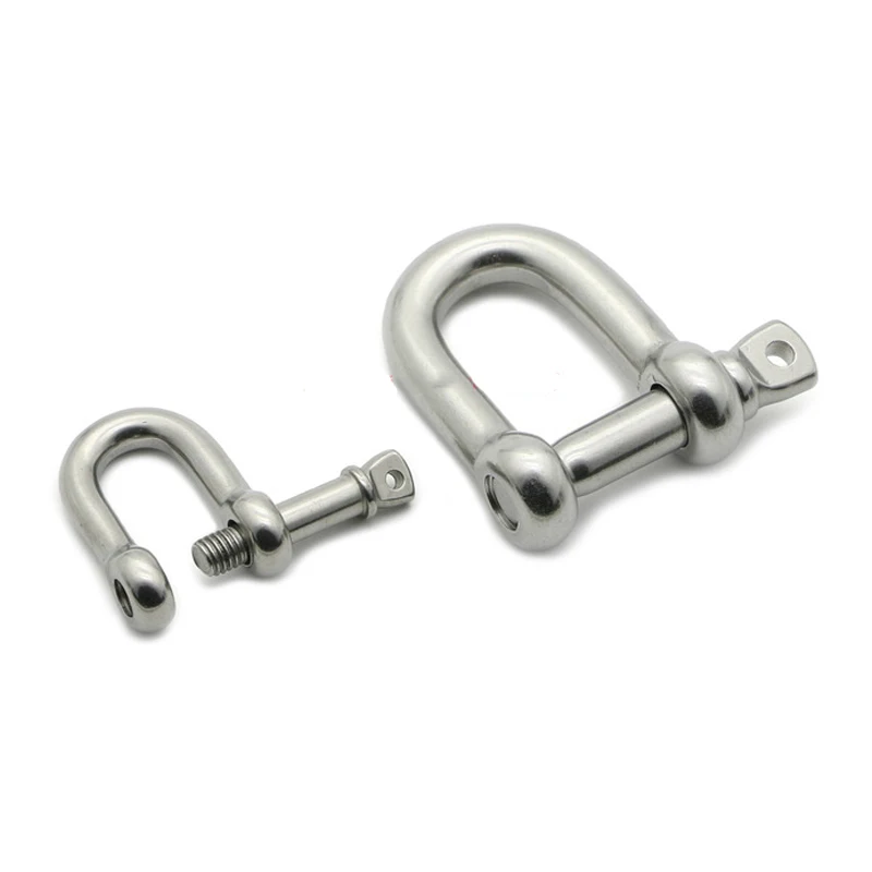 1pc D-type Clamp Unloading Hook M4-M12 Horseshoe Shackle Wire Rope Lock Chain Connecting Buckle 304 stainless steel