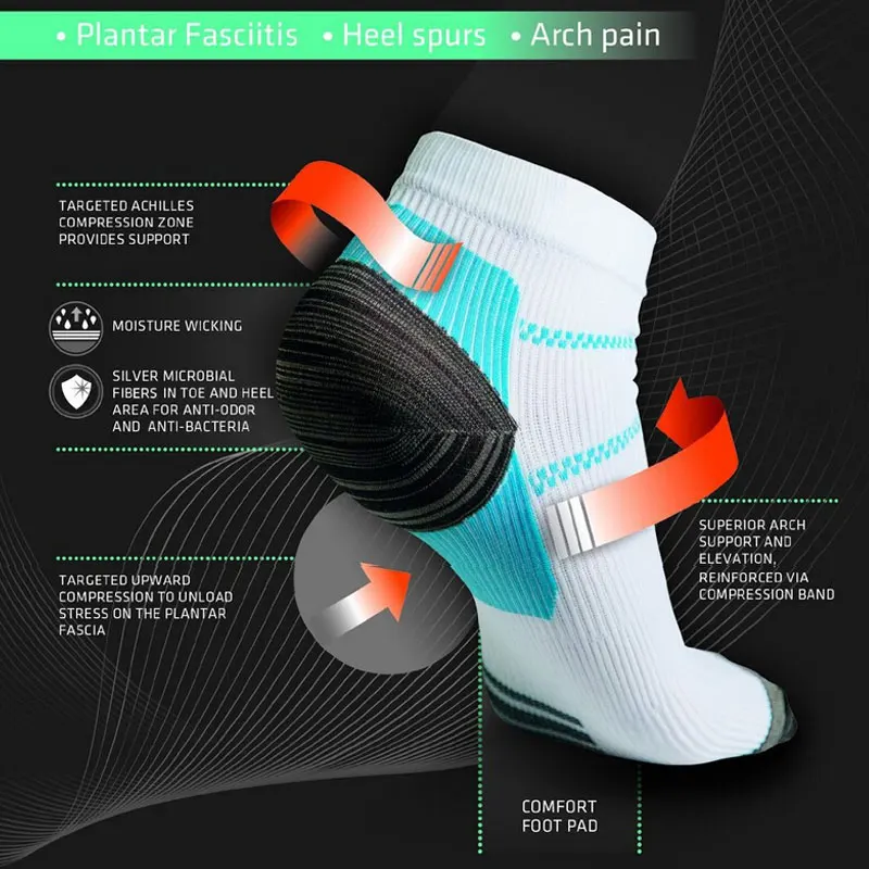 1pair New Miracle Foot Compression Sock Anti Fatigue Plantar Fasciitis